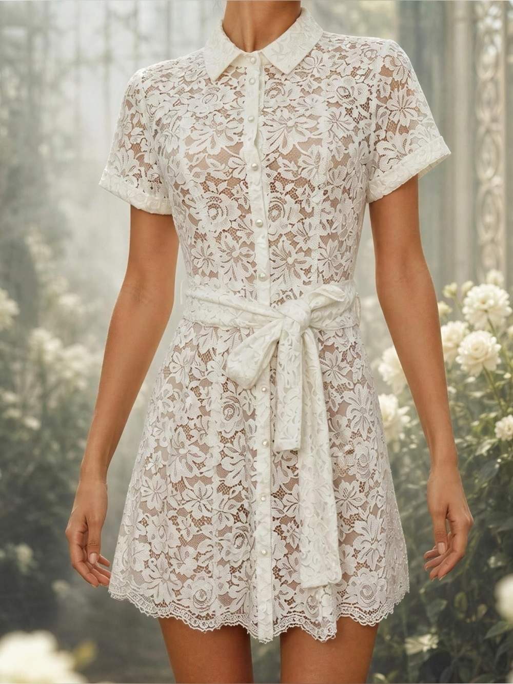 HILL HOUSE Lace Laura Mini Dress, White, XL